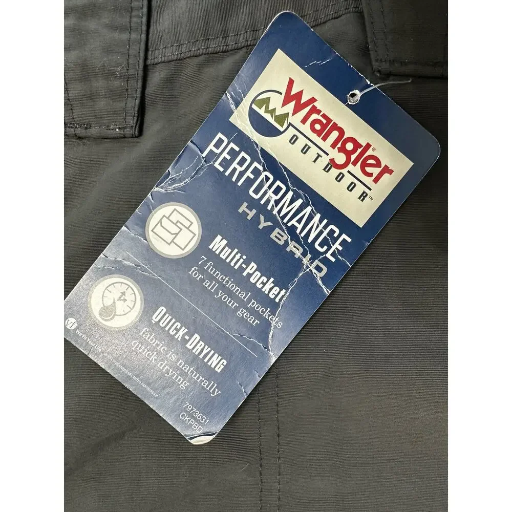 Wrangler Men's Outdoor Cargo Shorts Gray Performance Multi Pocket Nylon Size 46